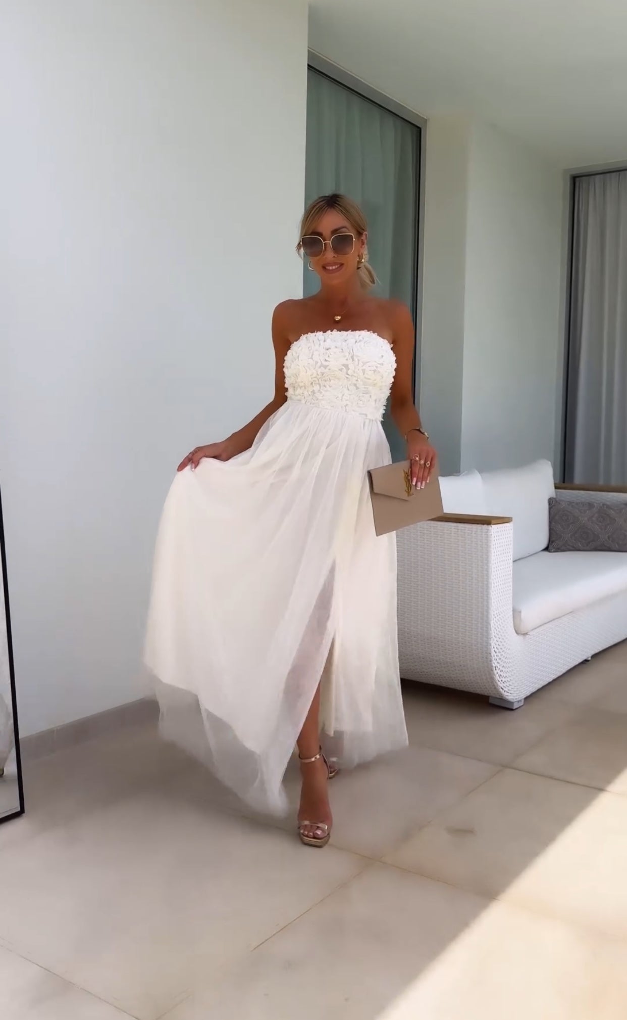 Albine - Robe Maxi Sans Bretelles avec Dentelle