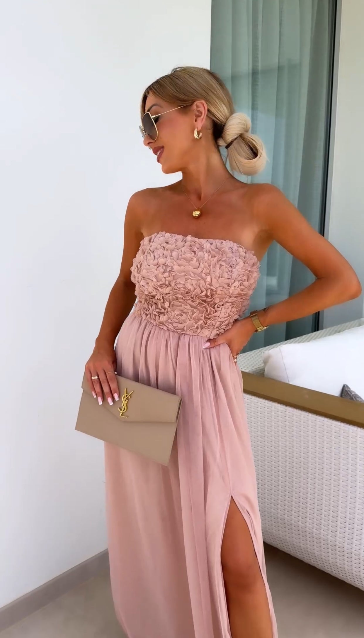 Albine - Robe Maxi Sans Bretelles avec Dentelle