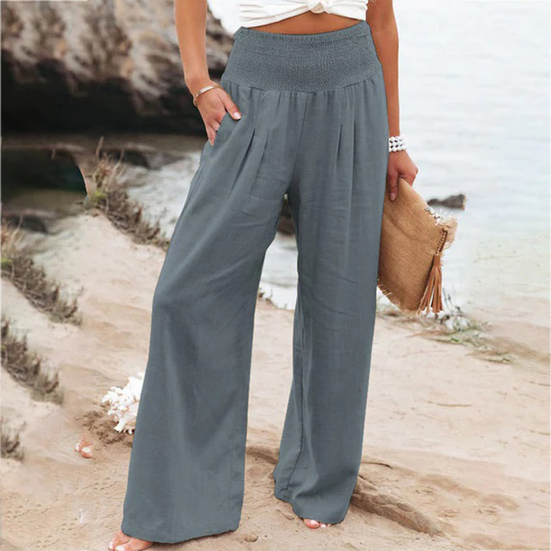 Maëlle - Pantalon Taille Haute à Jambes Évasées