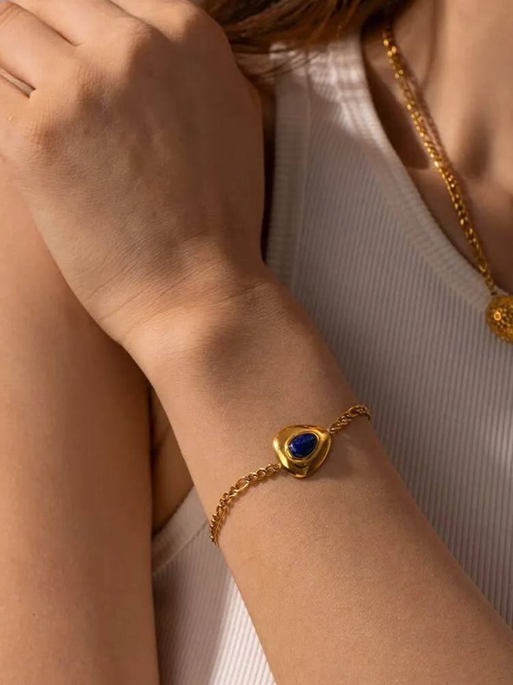 Marguerite - Bracelet en Lapis Lazuli Hanna Pierre Précieuse Or