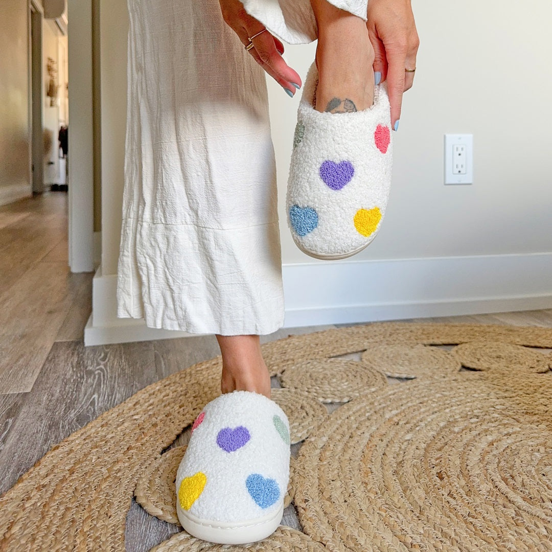 Cyrielle - Chaussons confortables avec motifs de cœurs