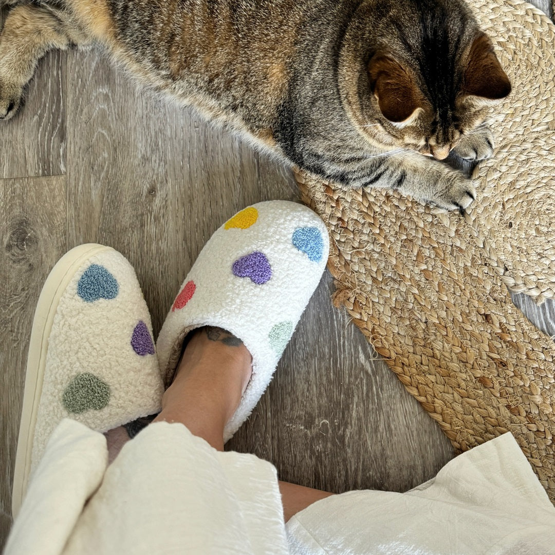 Cyrielle - Chaussons confortables avec motifs de cœurs