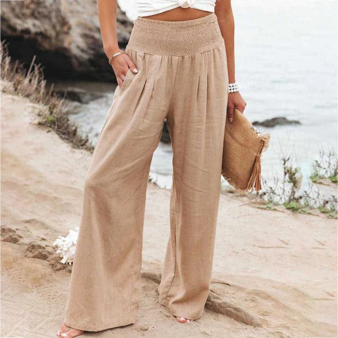 Maëlle - Pantalon Taille Haute à Jambes Évasées
