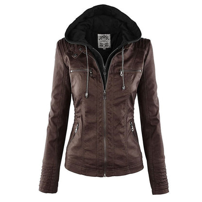 Jonny - Veste en Cuir à Capuche pour Femme