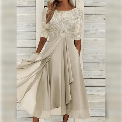Grace - Robe Midi en Dentelle et Chiffon