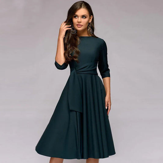 Isabella - Robe midi à encolure cache-cœur