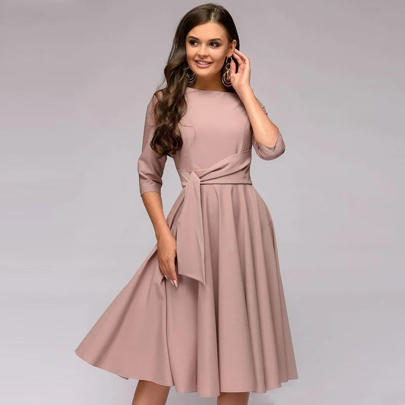 Isabella - Robe midi à encolure cache-cœur