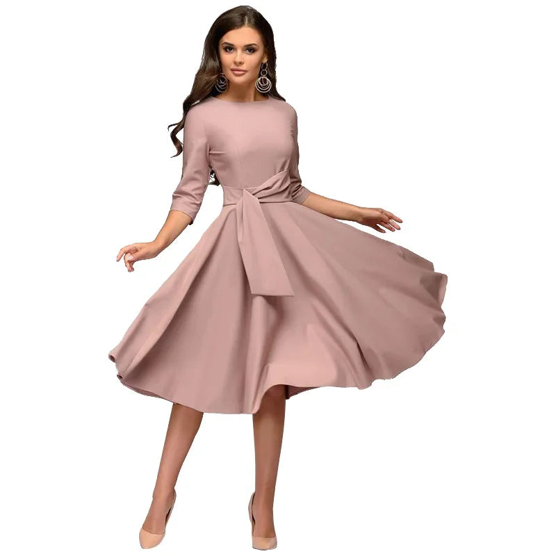 Isabella - Robe midi à encolure cache-cœur