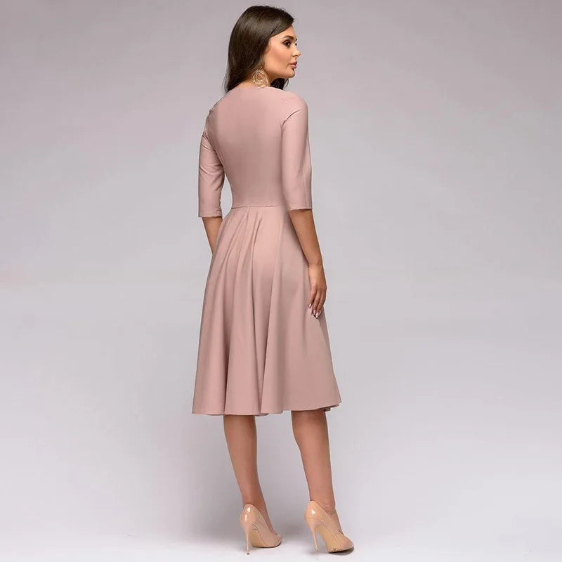 Isabella - Robe midi à encolure cache-cœur
