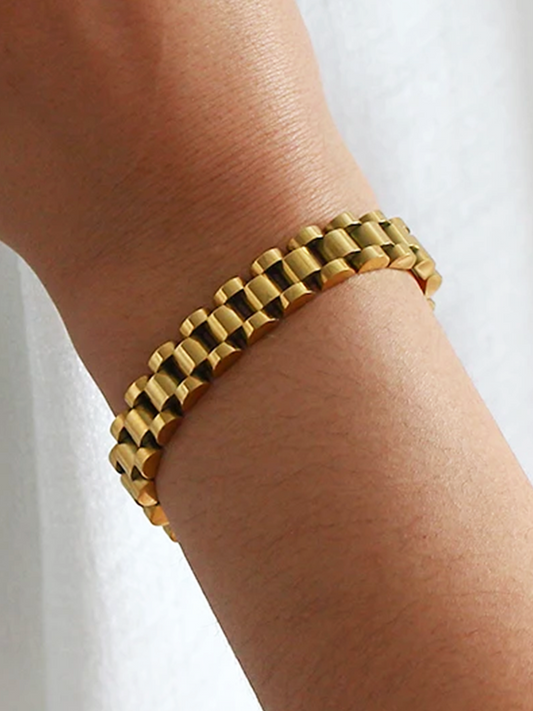 Raffaella - Bracelet Large Maillons Or