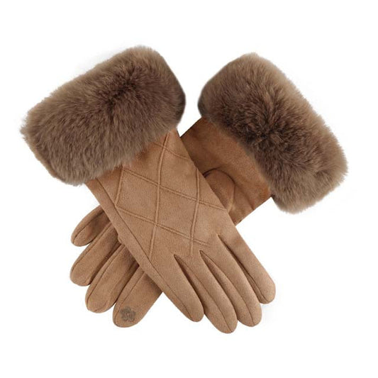 Thérèse - Gants en Suède Chic avec Poignet en Fourrure
