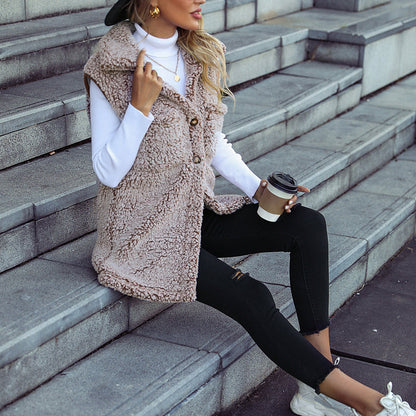 Désirée - Veste Casual en Peluche de Luxe avec Poches