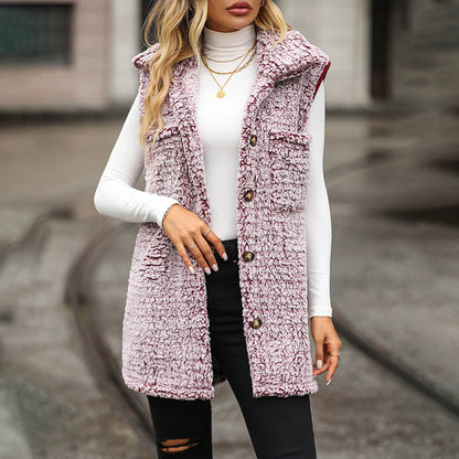 Désirée - Veste Casual en Peluche de Luxe avec Poches