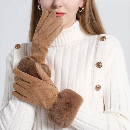 Thérèse - Gants en Suède Chic avec Poignet en Fourrure