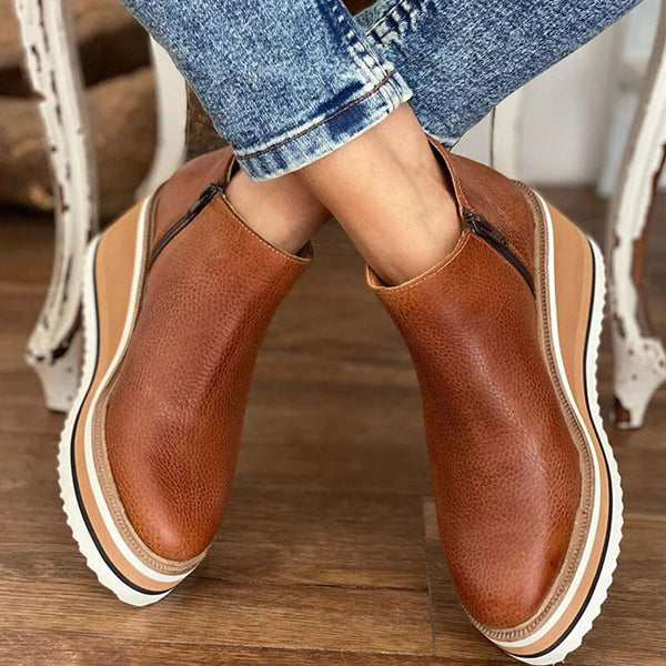 Sendra – Bottines à talon compensé plateforme