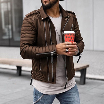Ralph - Veste Motard en cuir Matelassé de Qualité Supérieure