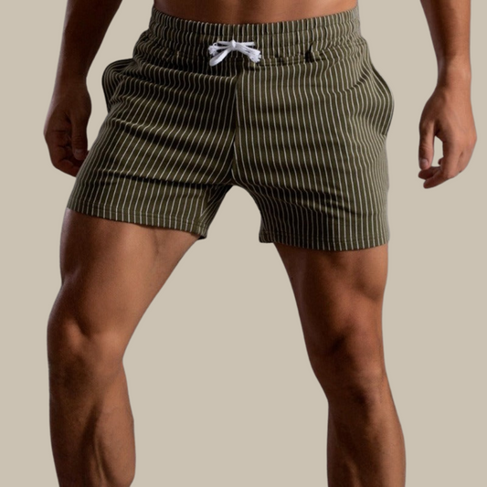 Ezio  –  Maillot de Bain Homme à Côtes avec Motif Lignes en Polyester Style Rétro & Séchage Rapide