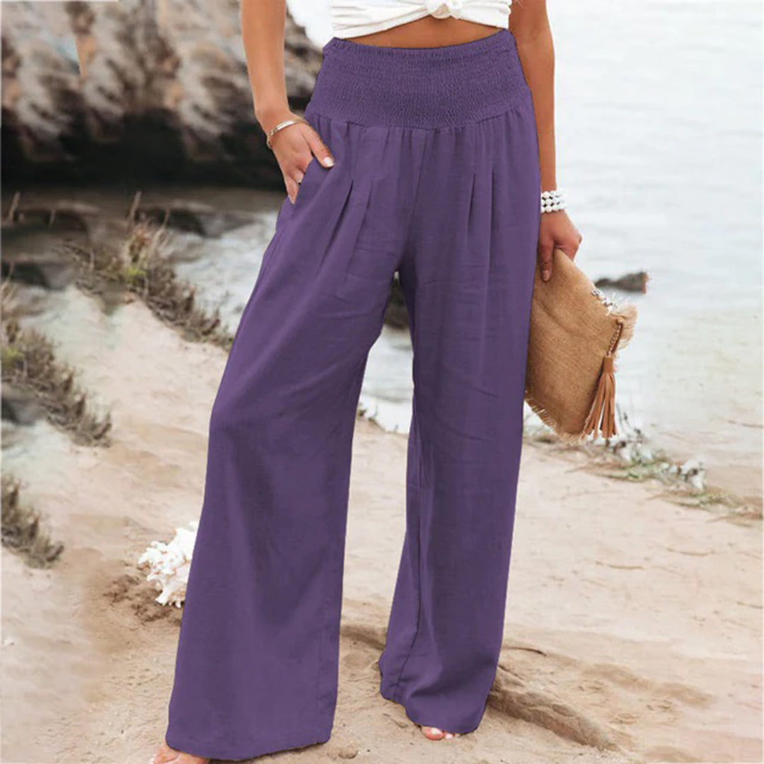 Maëlle - Pantalon Taille Haute à Jambes Évasées