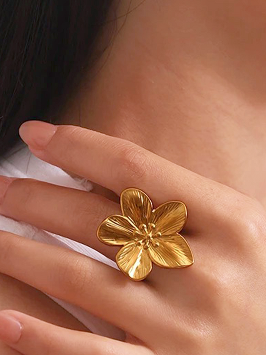 Mylène - Bague Statement Fleur de Saison Or