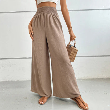 Claire - Pantalon évasé en lin élastique à taille haute, confortable et tendance