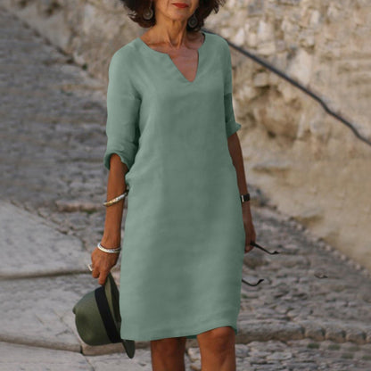 Evelyn - Robe Shift Sarcelle à Col en V