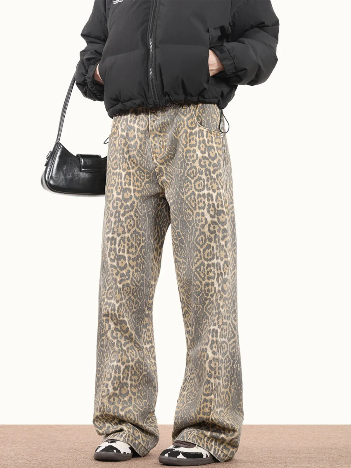 Liam – Pantalon large à imprimé léopard