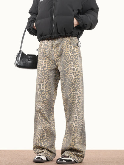 Liam – Pantalon large à imprimé léopard