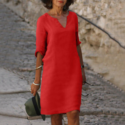 Evelyn - Robe Shift Sarcelle à Col en V