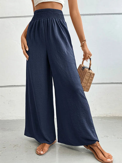 Claire - Pantalon évasé en lin élastique à taille haute, confortable et tendance
