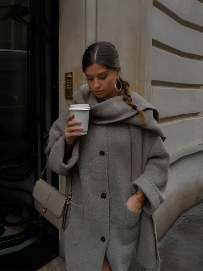 Esmeralda - Manteau Oversize Confortable avec Écharpe Assortie pour une Élégance Sans Effort