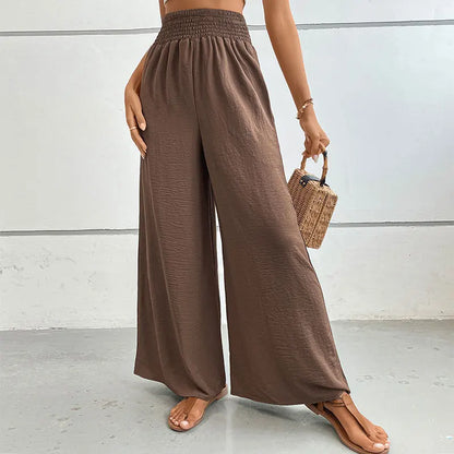 Claire - Pantalon évasé en lin élastique à taille haute, confortable et tendance