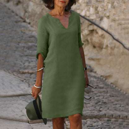 Evelyn - Robe Shift Sarcelle à Col en V