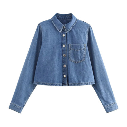 Olivia – Ensemble veste en denim et pantalon à jambes larges