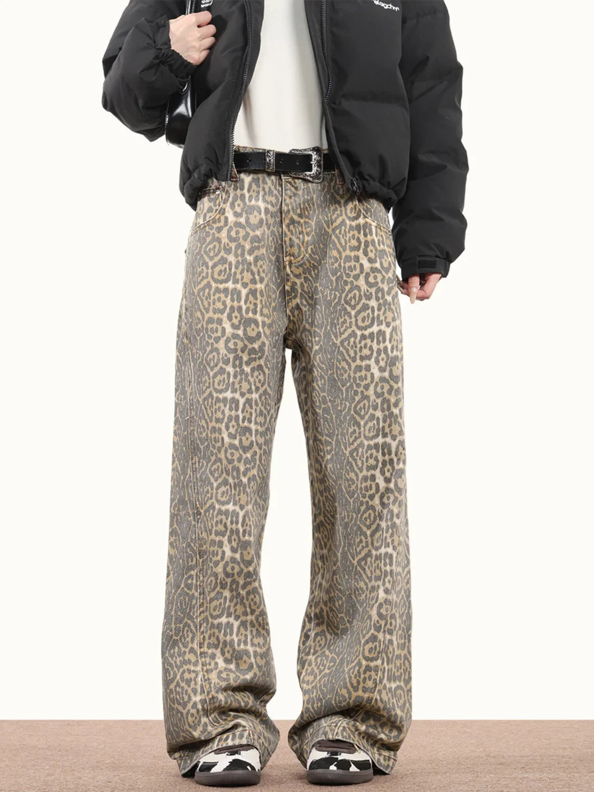 Liam – Pantalon large à imprimé léopard