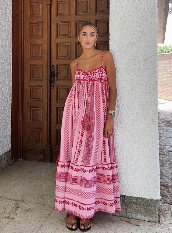 Isabella - Robe Maxi Florale Bohème Rose