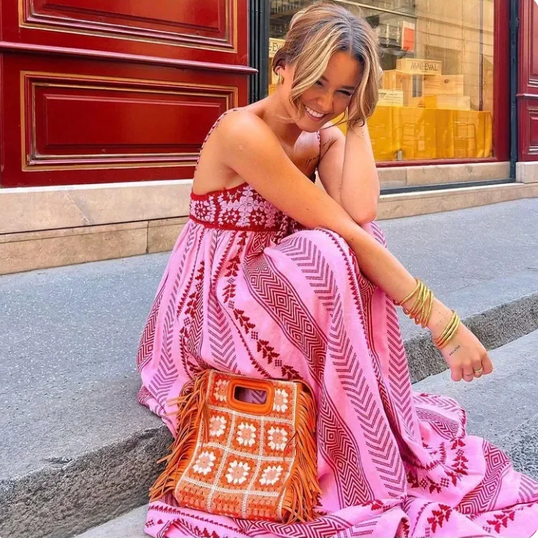 Isabella - Robe Maxi Florale Bohème Rose