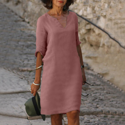 Evelyn - Robe Shift Sarcelle à Col en V
