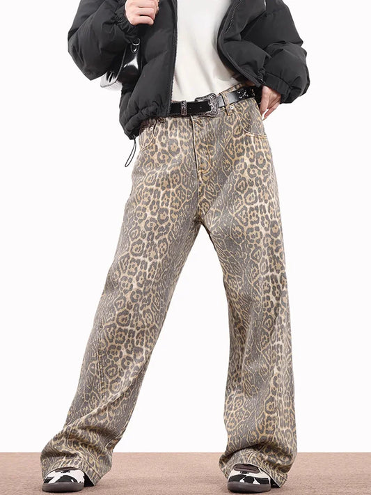 Liam – Pantalon large à imprimé léopard