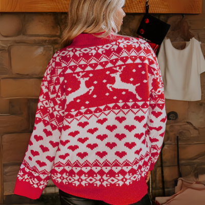 Pull à col roulé avec motifs de Noël et manches longues