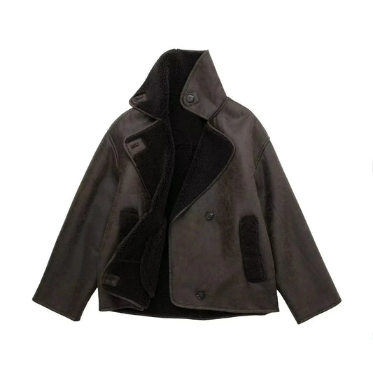 Leighton - Veste en Cuir Vintage à Manches Longues Pour Femmes