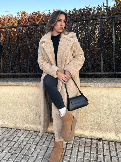 Tiphanie - Manteau Long Teddy Femme