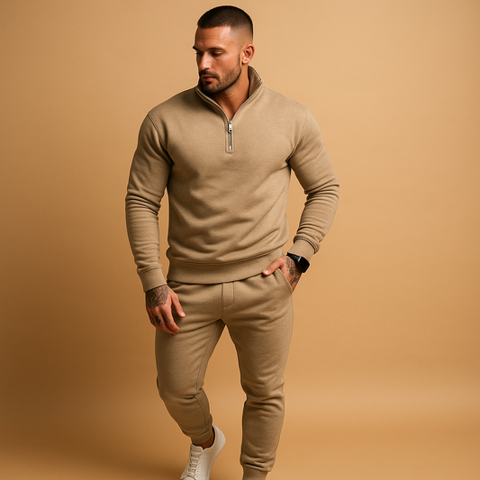 Élian - Survêtement Homme Moderne et Luxe au Style Casual Chic avec Col Zippé et Tissu Confortable