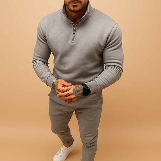 Élian - Survêtement Homme Moderne et Luxe au Style Casual Chic avec Col Zippé et Tissu Confortable