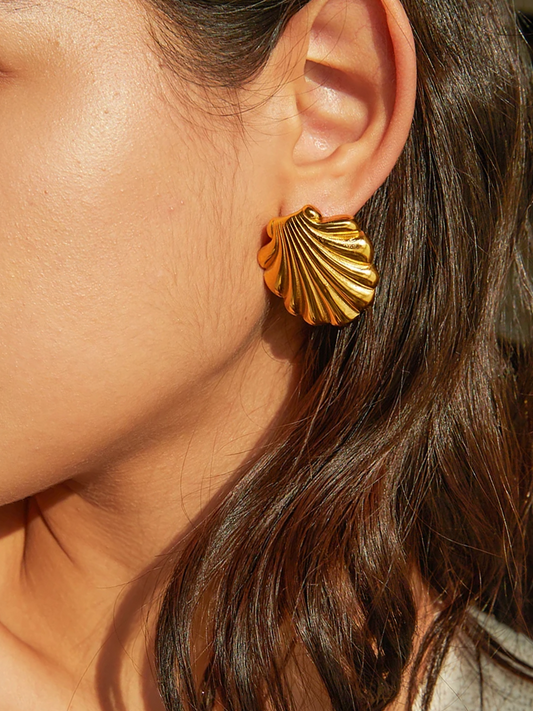 Gaïa - Boucles d'Oreilles Statement Coquillage en Or