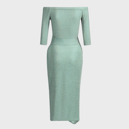 Lily - Robe fendue à volants et décolleté épaule dénudée