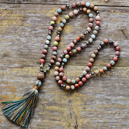 Floow - Mala pour renforcer le cœur en jaspe, rhodonite, shoushan et hématite