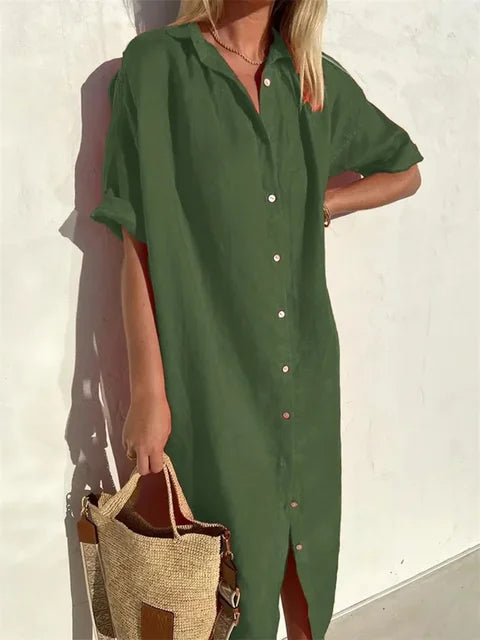 Isabella - Robe Chemise en Lin Boutonnée