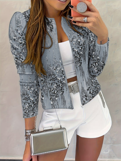 Isla - Veste beige avec paillettes argentées