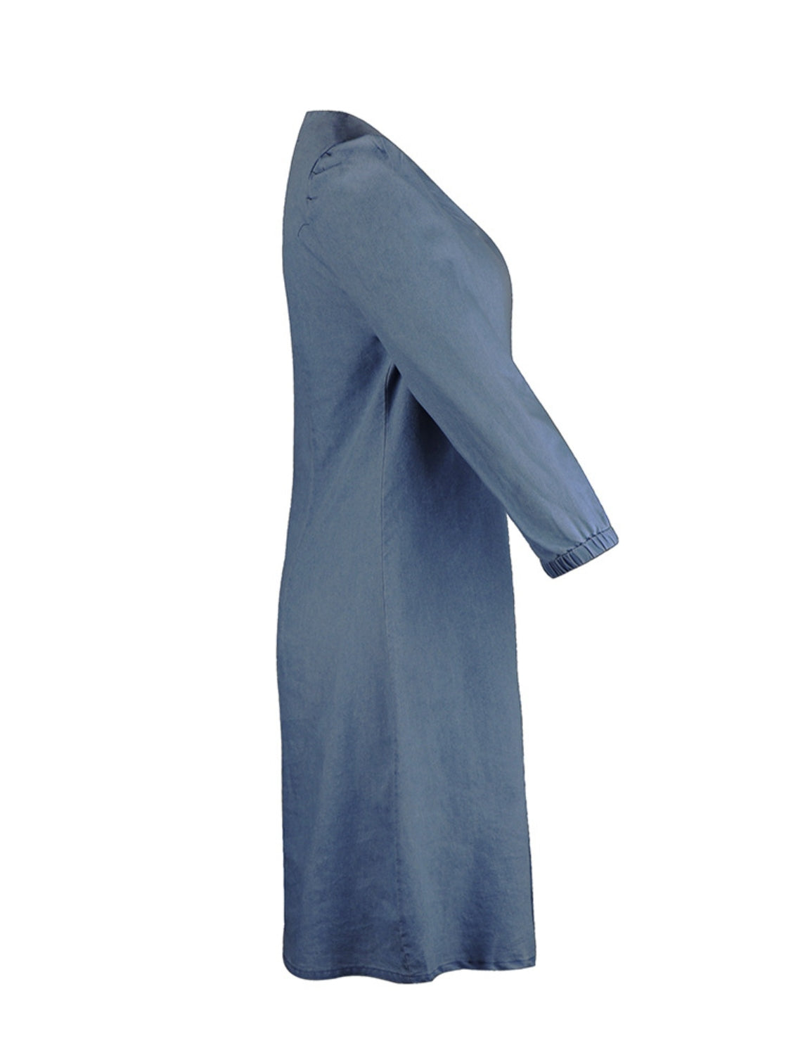 Noémie – Robe Courte en Jean avec Décolleté en V et Manches Mi-Longues