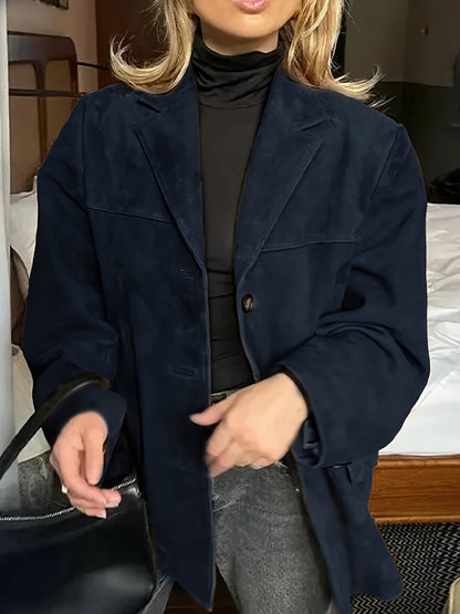 Maïwen - Veste de Mi-Saison en Suédine Vintage Incontournable pour Femme avec Boutons